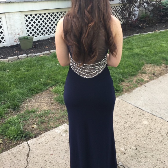 Classic Navy Prom Dress - Picture 3 of 4